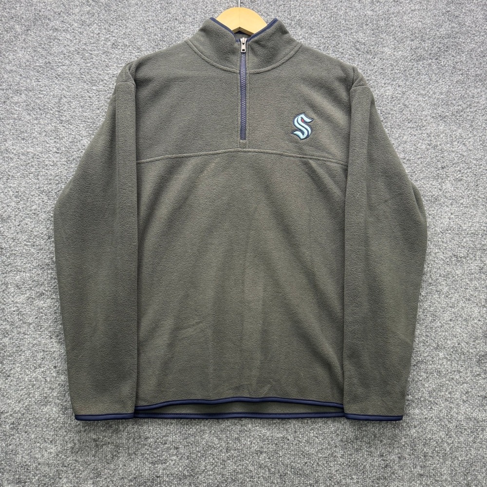 NHL Seattle Kraken Quarter Zip Fleece Pullover Mens Small Gray Outdoor Fleece